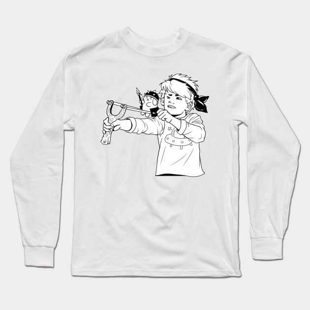 Inktober: Slingshot Boy Long Sleeve T-Shirt by Shellz-art